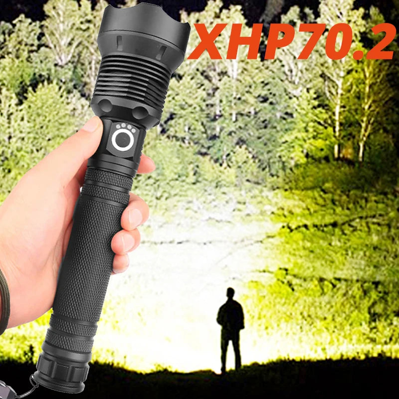 Superlinterna XHP70.2 LED, 90000 lúmenes, para acampar y hacer senderismo