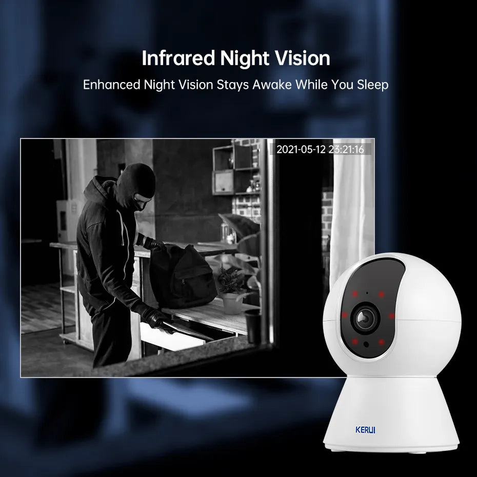 HD1080p + infrared indoor surveillance camera with WiFi monitoring (64GB memory included) 