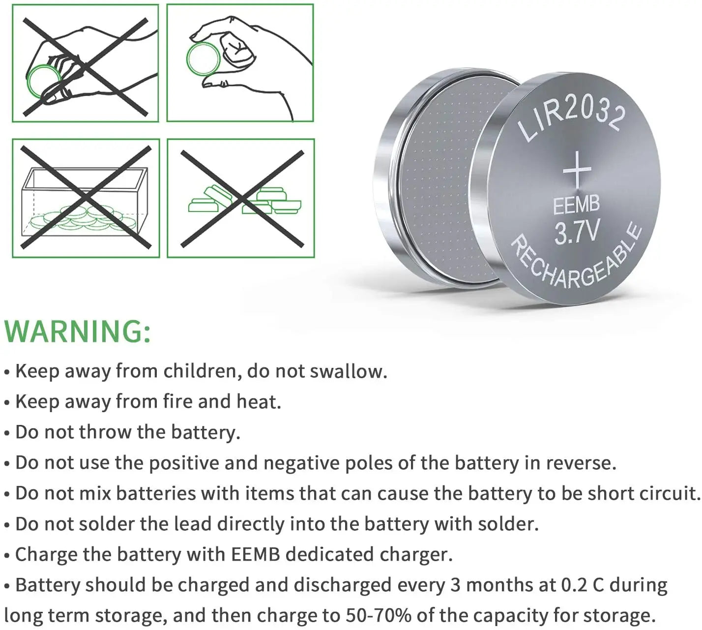 Battery Charger/Button Cell Batteries 2032 LIR2025 LIR2450 3.7V 