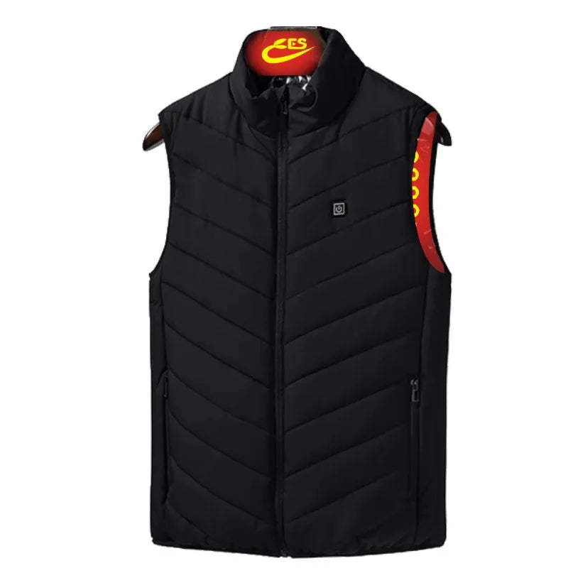 Chaleco con calefacción para exteriores para hombre y mujer, chaqueta térmica sin mangas con USB, cuello levantado, abrigo de senderismo, 5 colores