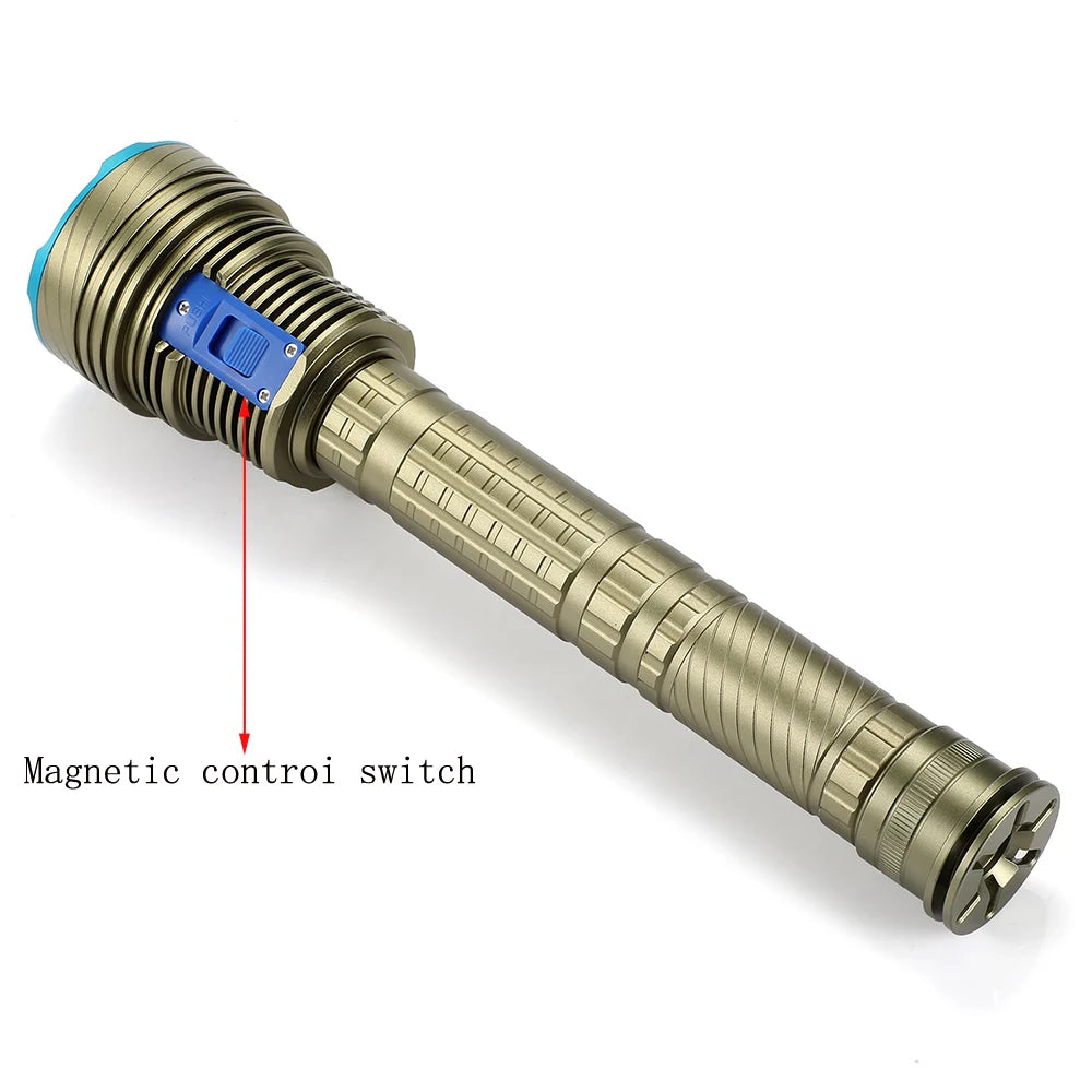 Linterna de buceo subacuática profesional IPX68, resistente al agua, 9 luces LED para espeleología, lámpara de pesca submarina