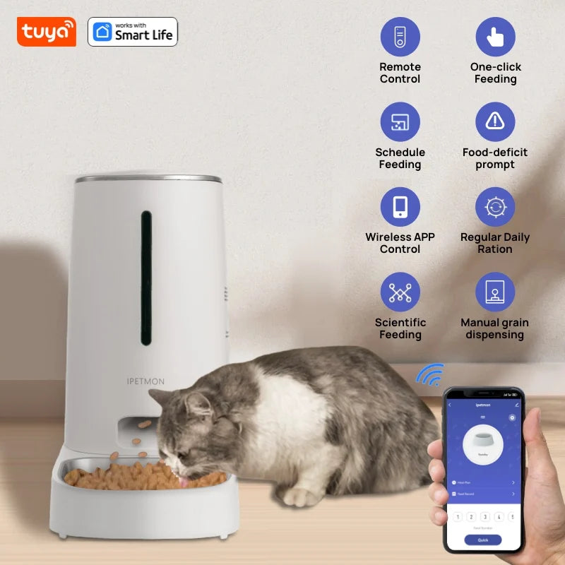 Mangeoire pour animaux de compagnie compatible Wi-Fi 4 L pour chats et chiens