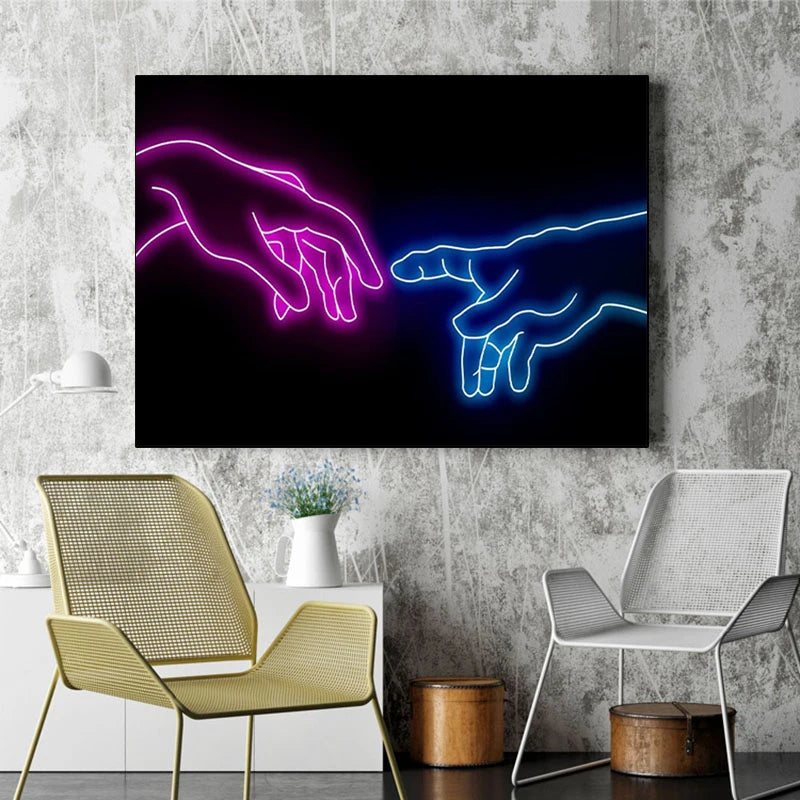 Decorative canvas neon him/her 