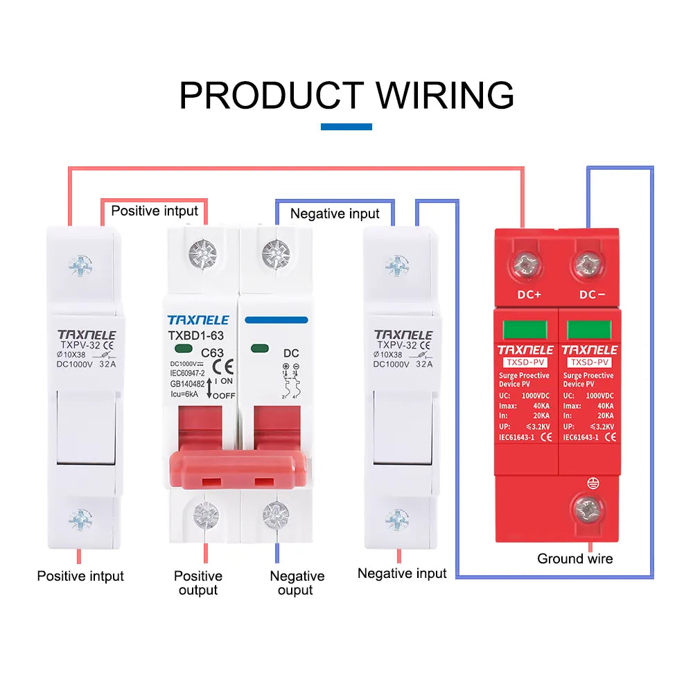 Dispositif de Protection contre les surtensions DC SPD 2P 40KA 60KA 600V 800V 1000V, protecteur de tension PV solaire, parafoudre photovoltaïque 