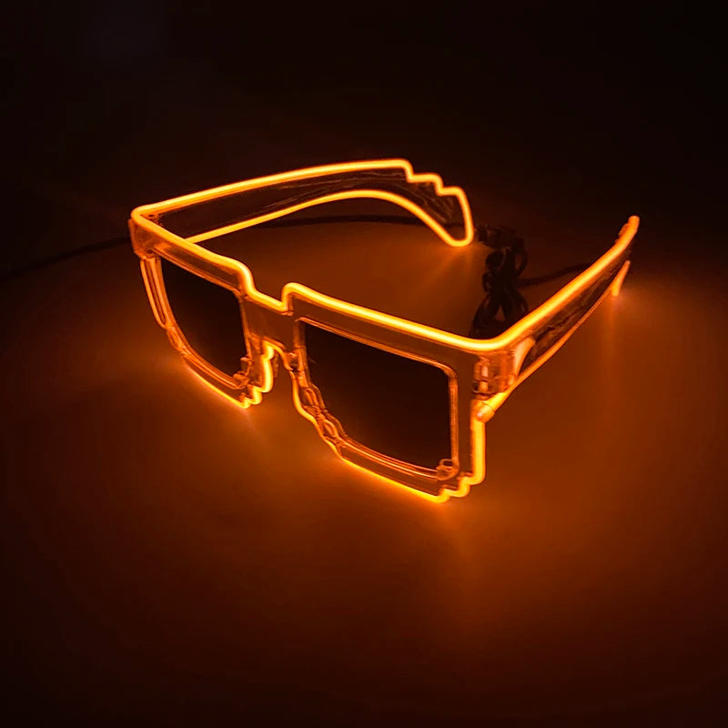 Lunettes néon LED fluorescentes, lunettes de fête lumineuses 