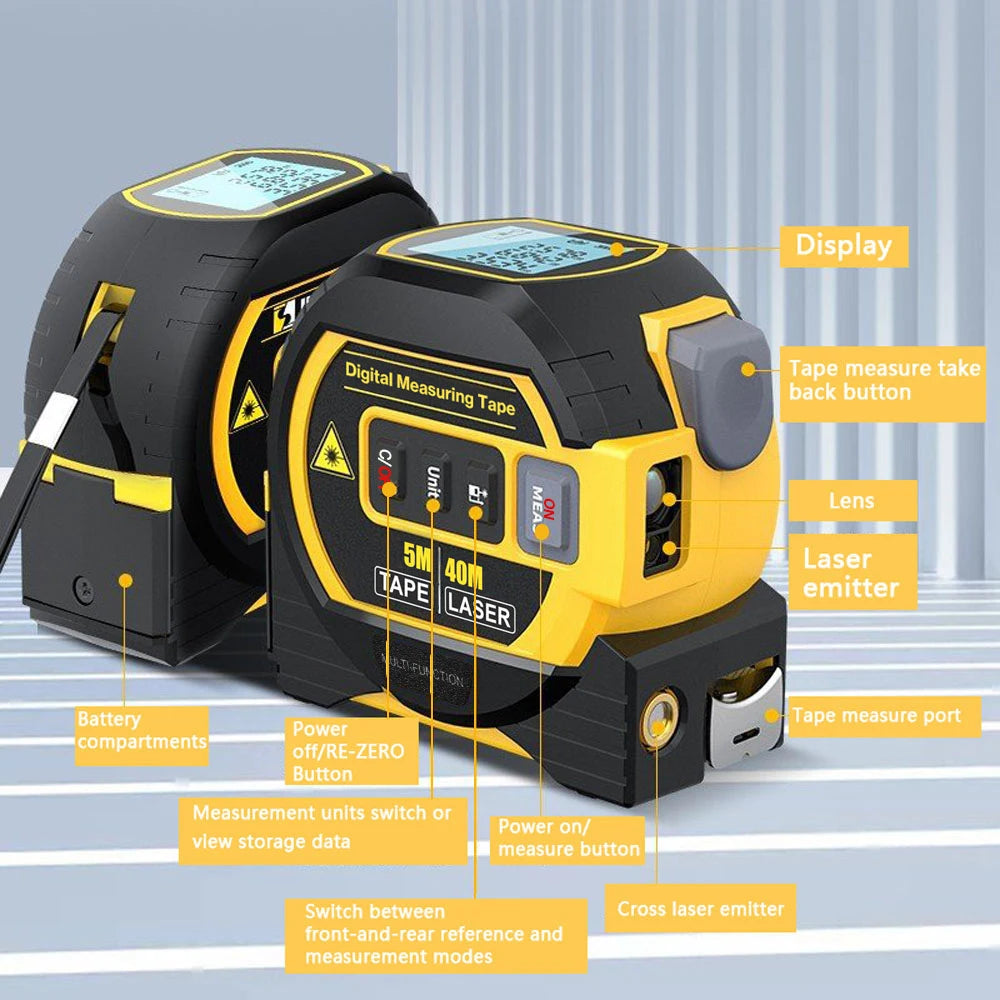 Laser distance meter, tape measure, digital rangefinder 