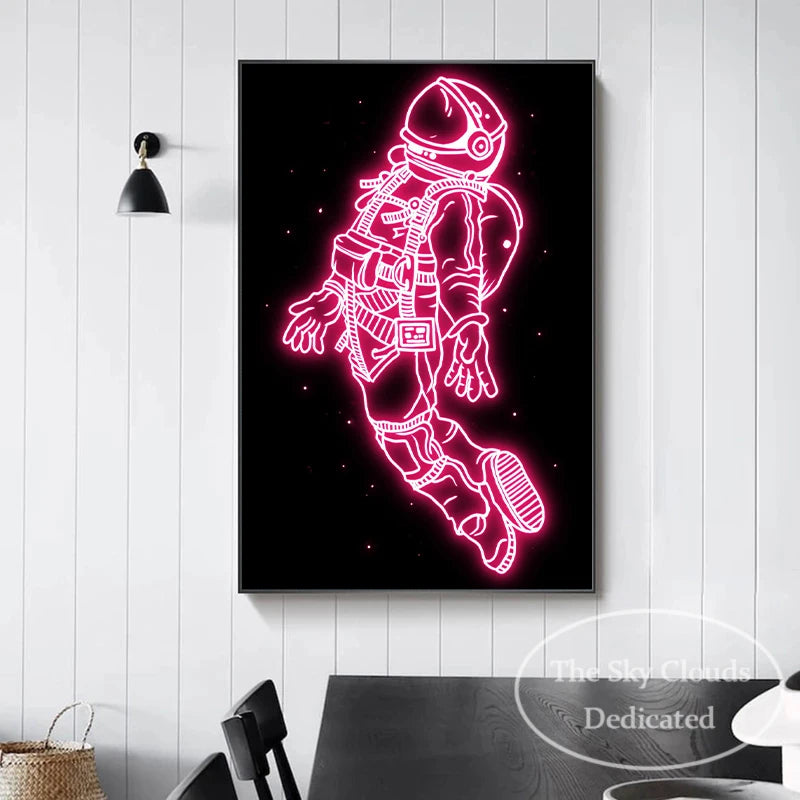 Decorative canvas neon astronaut 