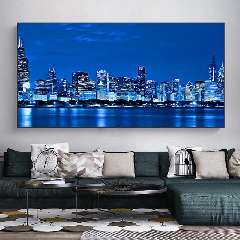 Decorative canvas neon city landscape 