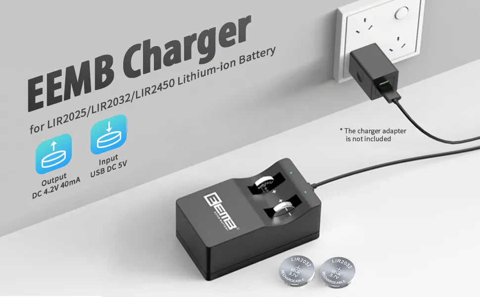 Battery Charger/Button Cell Batteries 2032 LIR2025 LIR2450 3.7V 