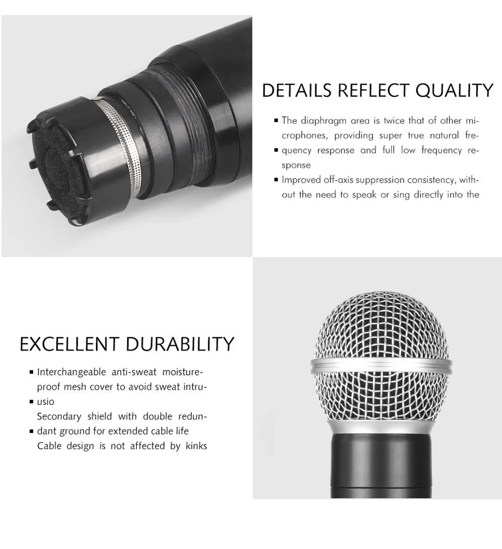 Microphone sans fil dynamique à fréquence fixe UHF à 4 canaux 