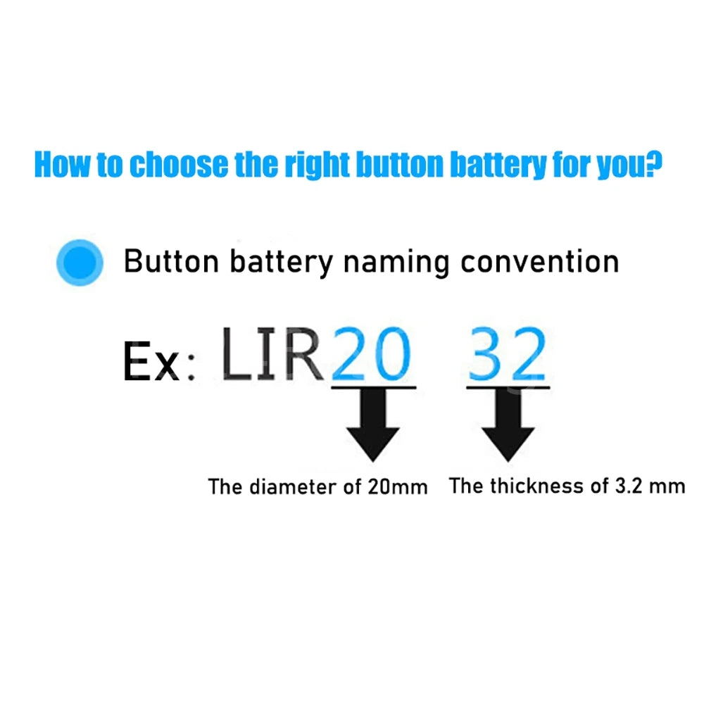 CR2032 Rechargeable Button Cell Battery 20PCS LIR2032 Li-ion 3.6V Lithium CR2032/ML2032 