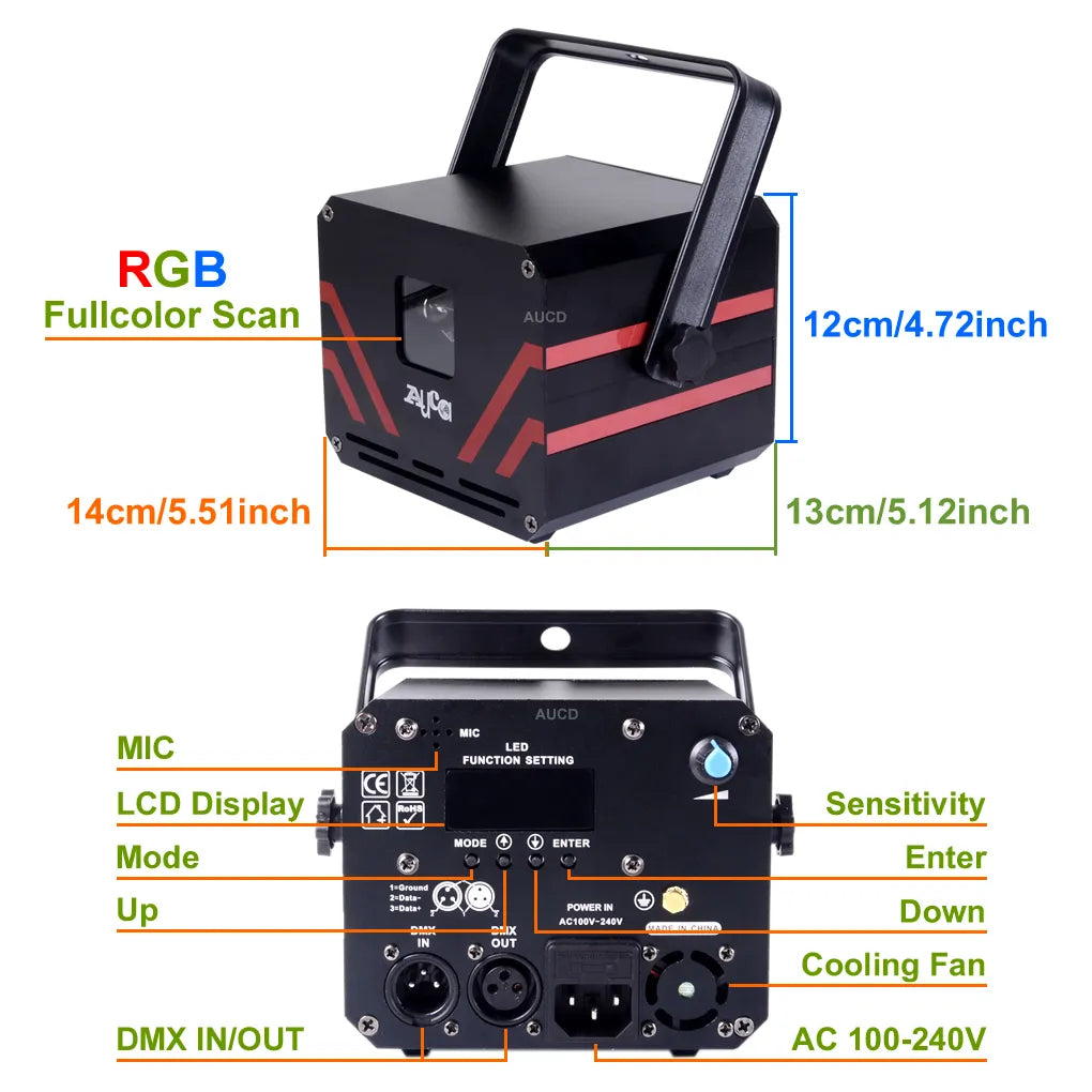 Laser RVB 0,5 W, Bluetooth, avec application d'édition à distance