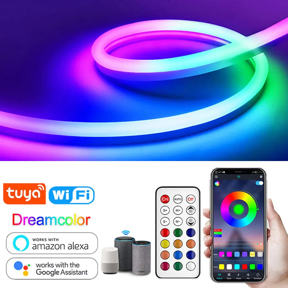 Dreamcolor RGB+IC LED flexible light strip with music sensor (Google/Alexa compatible)