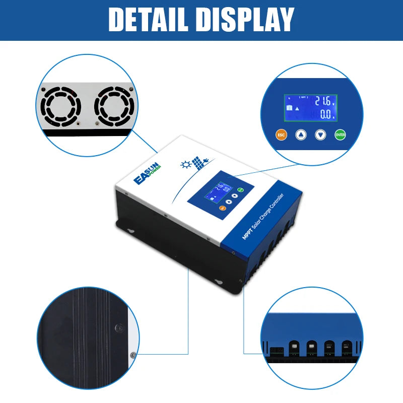 Contrôleur de Charge solaire MPPT chargeur de batterie rétro-éclairage LCD régulateur solaire 20A/30A/40A/80A/100A 12V/24V/36V/48V Max 150 V CC 