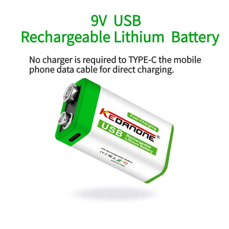 Batterie rechargeable Li-ion Micro USB 9V 12800mAh