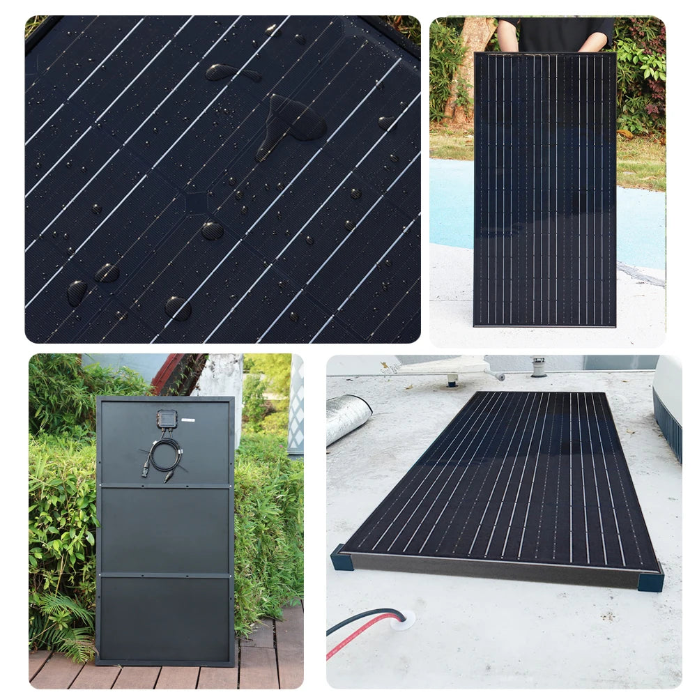 Kit complet de panneaux solaires avec cadre en aluminium, 12v, 300w, 150w, système de panneaux photovoltaïques, pour maison, voiture, camping-car, bateau, balcon, étanche 