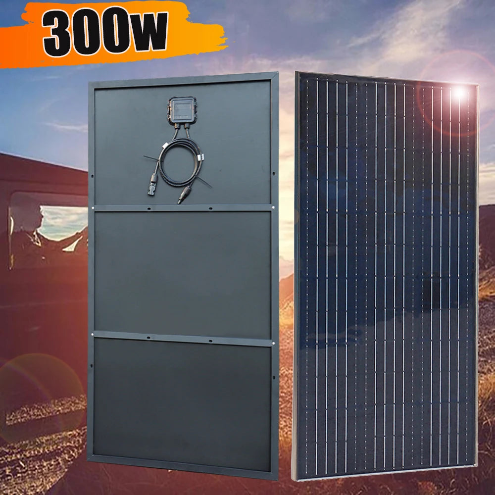 Kit complet de panneaux solaires avec cadre en aluminium, 12v, 300w, 150w, système de panneaux photovoltaïques, pour maison, voiture, camping-car, bateau, balcon, étanche 