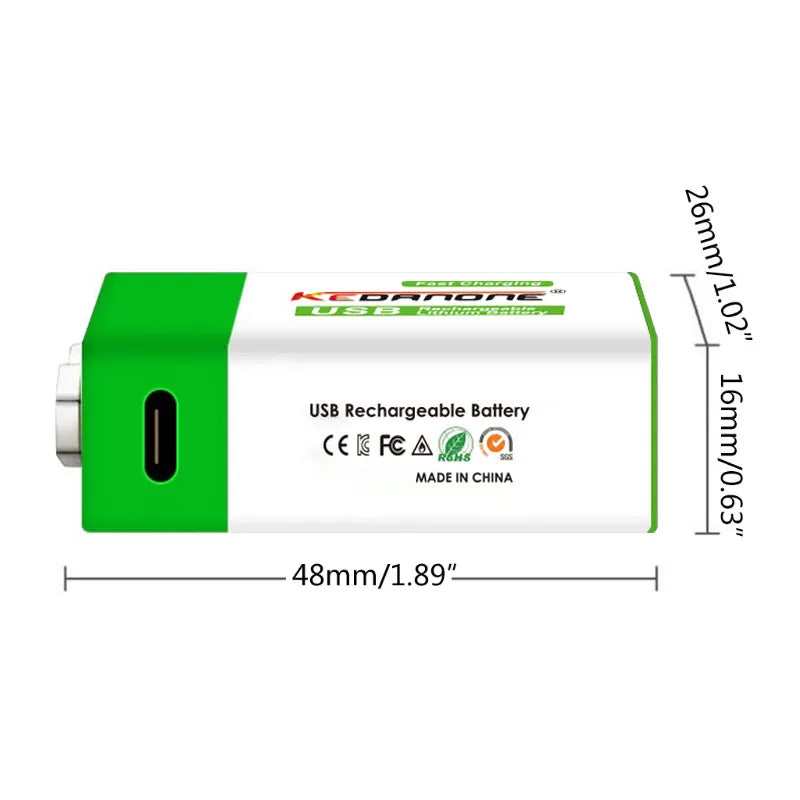 Batterie rechargeable Li-ion Micro USB 9V 12800mAh