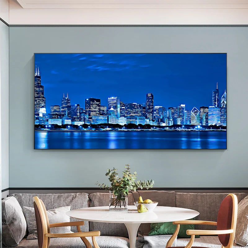 Decorative canvas neon city landscape 