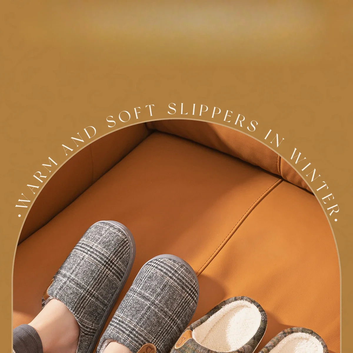 Zapatilla de casa a cuadros para hombre, calzado térmico de invierno, cálido, peludo, felpa, antideslizante, para interiores