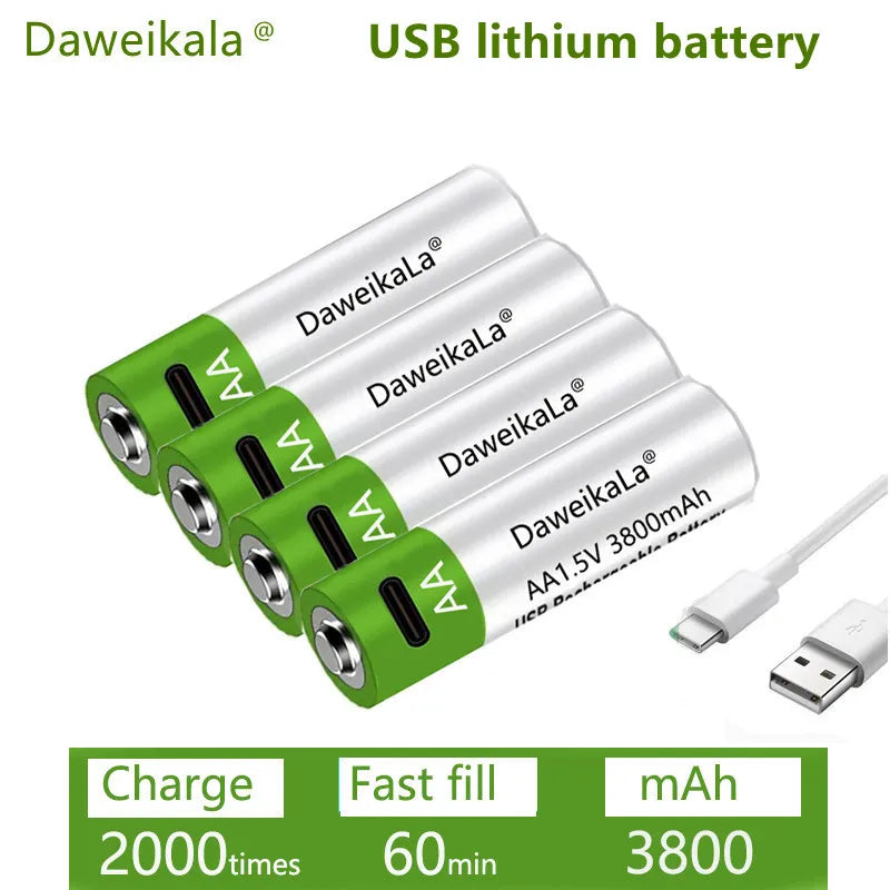 Piles AA/piles rechargeables USB 3800 mah 