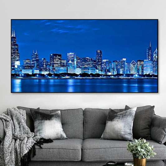 Decorative canvas neon city landscape 