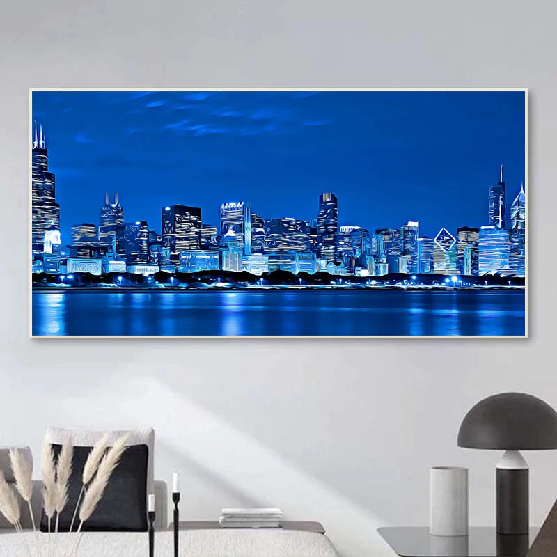 Decorative canvas neon city landscape 