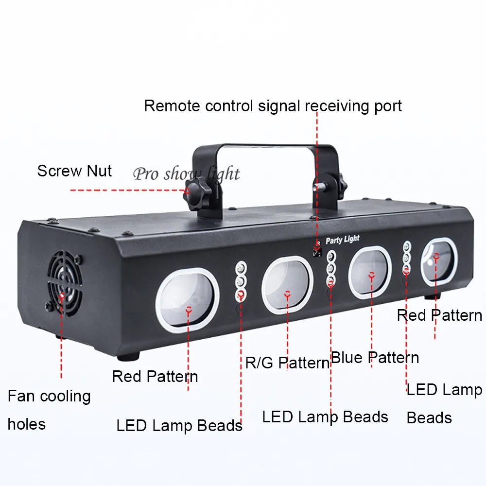 Projecteur de lumière laser RVB avec 4 lentilles 