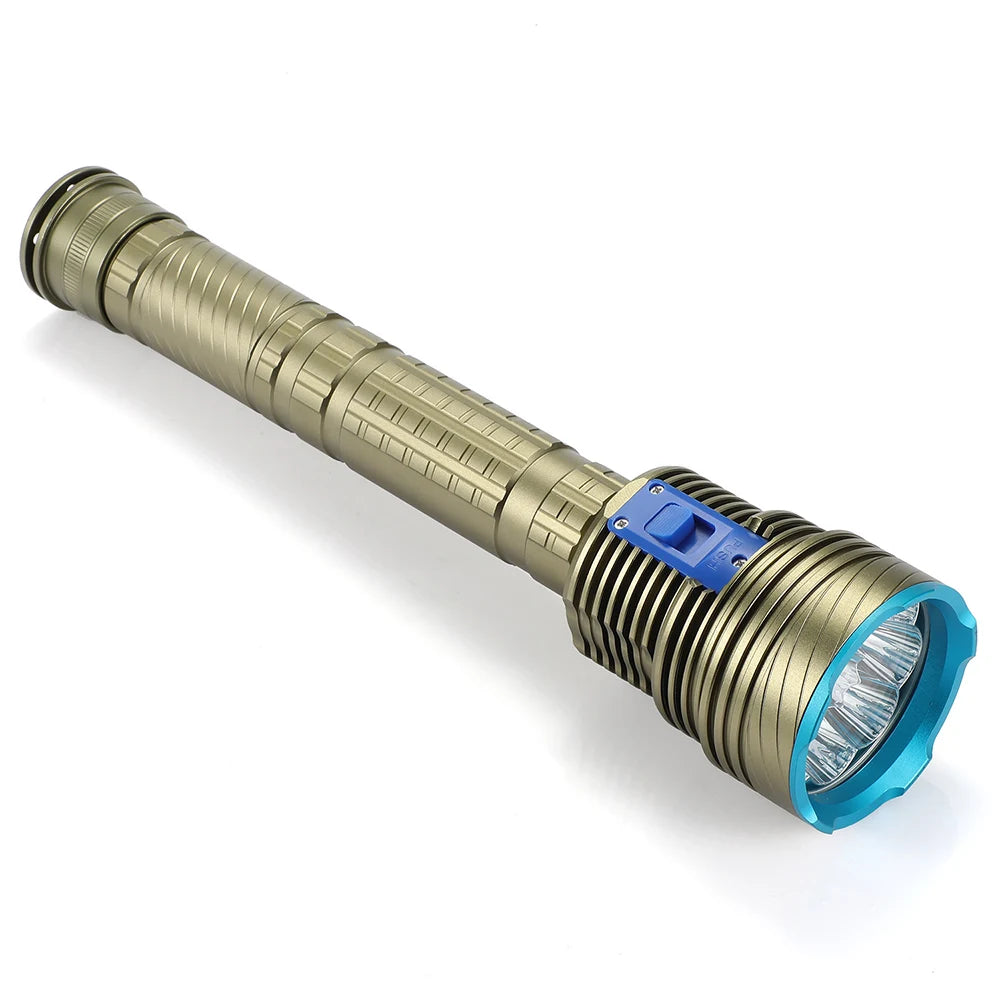 Linterna de buceo subacuática profesional IPX68, resistente al agua, 9 luces LED para espeleología, lámpara de pesca submarina