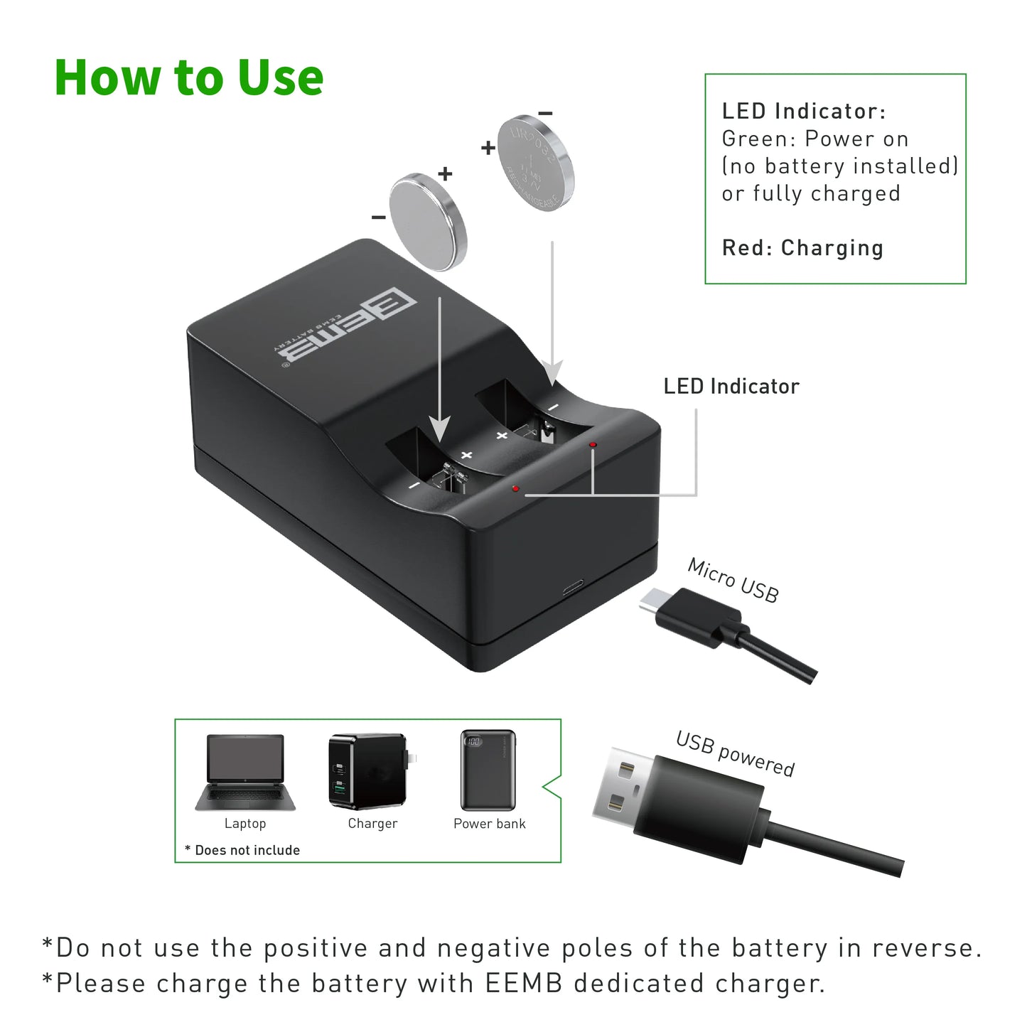 Battery Charger/Button Cell Batteries 2032 LIR2025 LIR2450 3.7V 