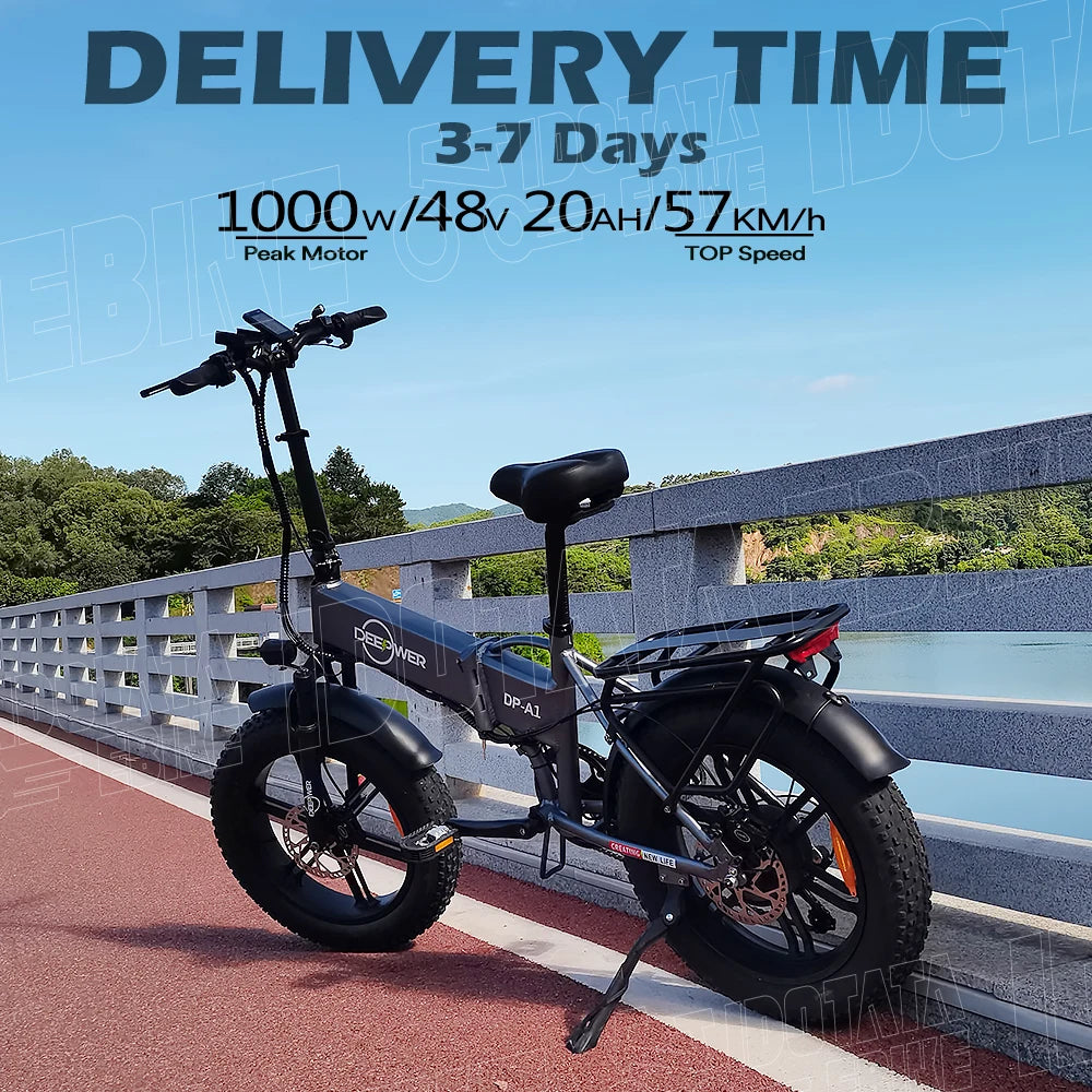 Vélo pliant Montagne e-Bike 20" Gros Pneu Urbain 1000W 48V 20AH