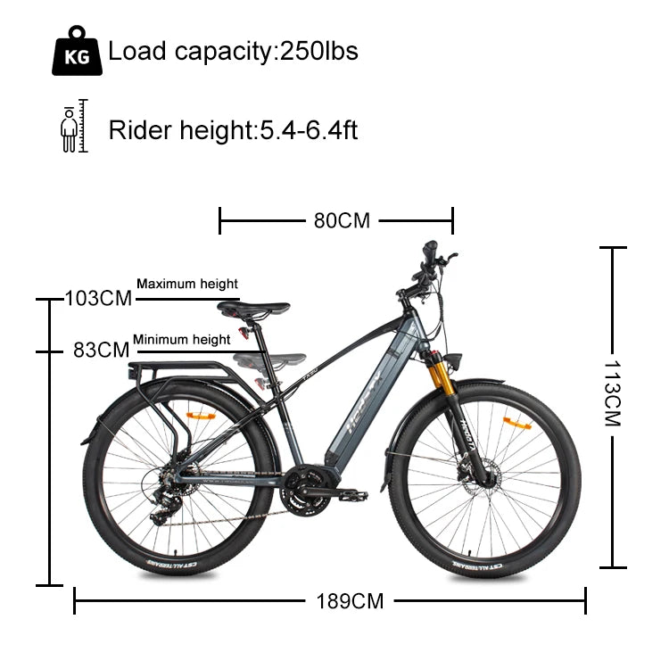 Vélo électrique de montagne e-Bike 29 "en aluminium 500W 48V 15AH 