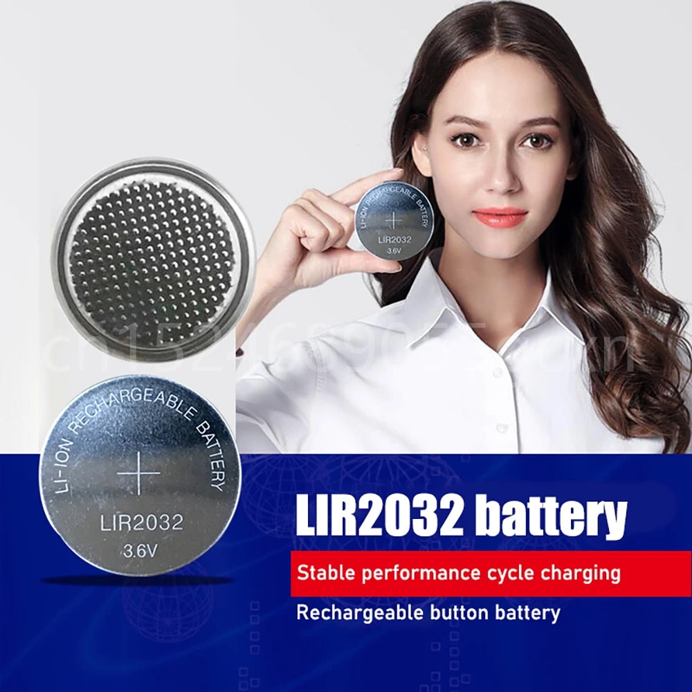 CR2032 Rechargeable Button Cell Battery 20PCS LIR2032 Li-ion 3.6V Lithium CR2032/ML2032 