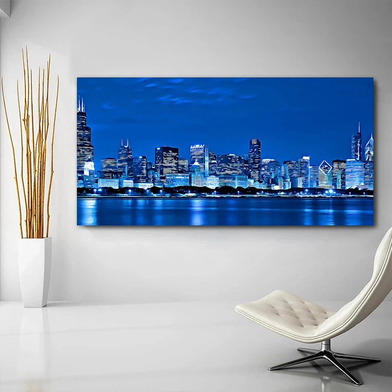 Decorative canvas neon city landscape 