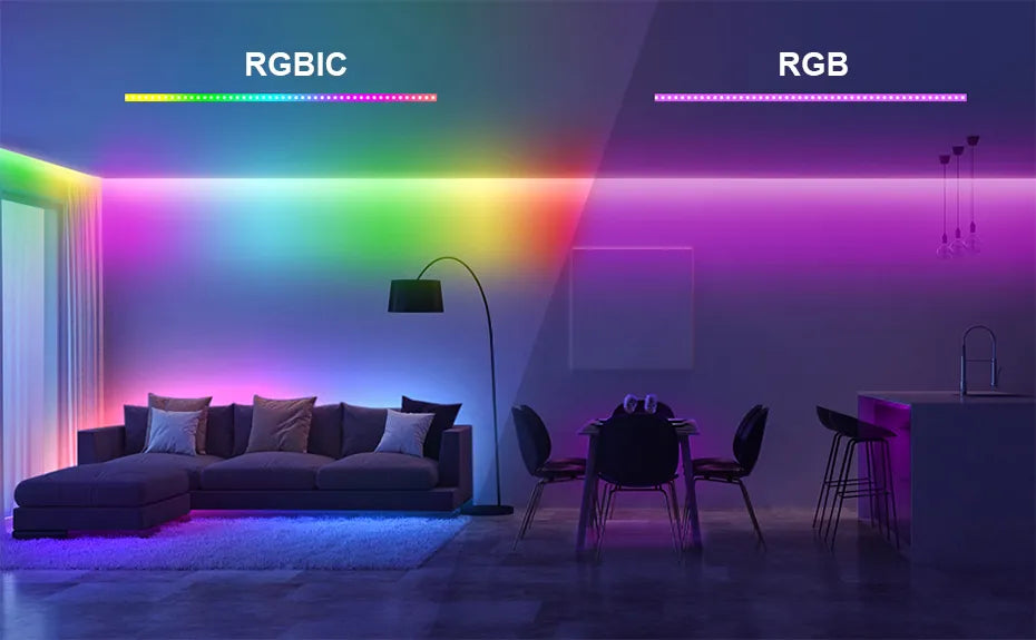 Dreamcolor RGB+IC LED flexible light strip with music sensor (Google/Alexa compatible)